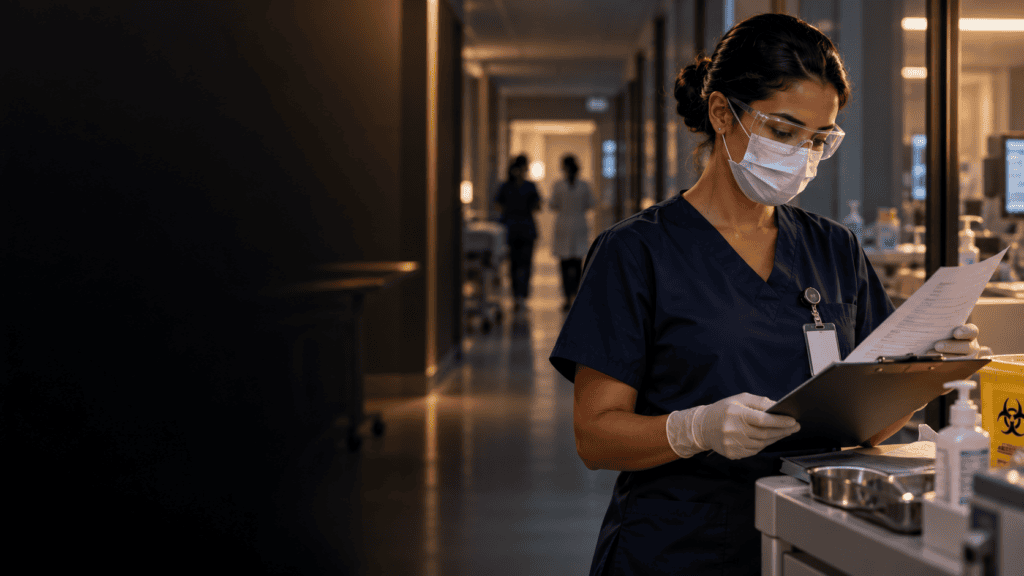Profissional da saúde analisando condições de insalubridade de 20% ou 40%